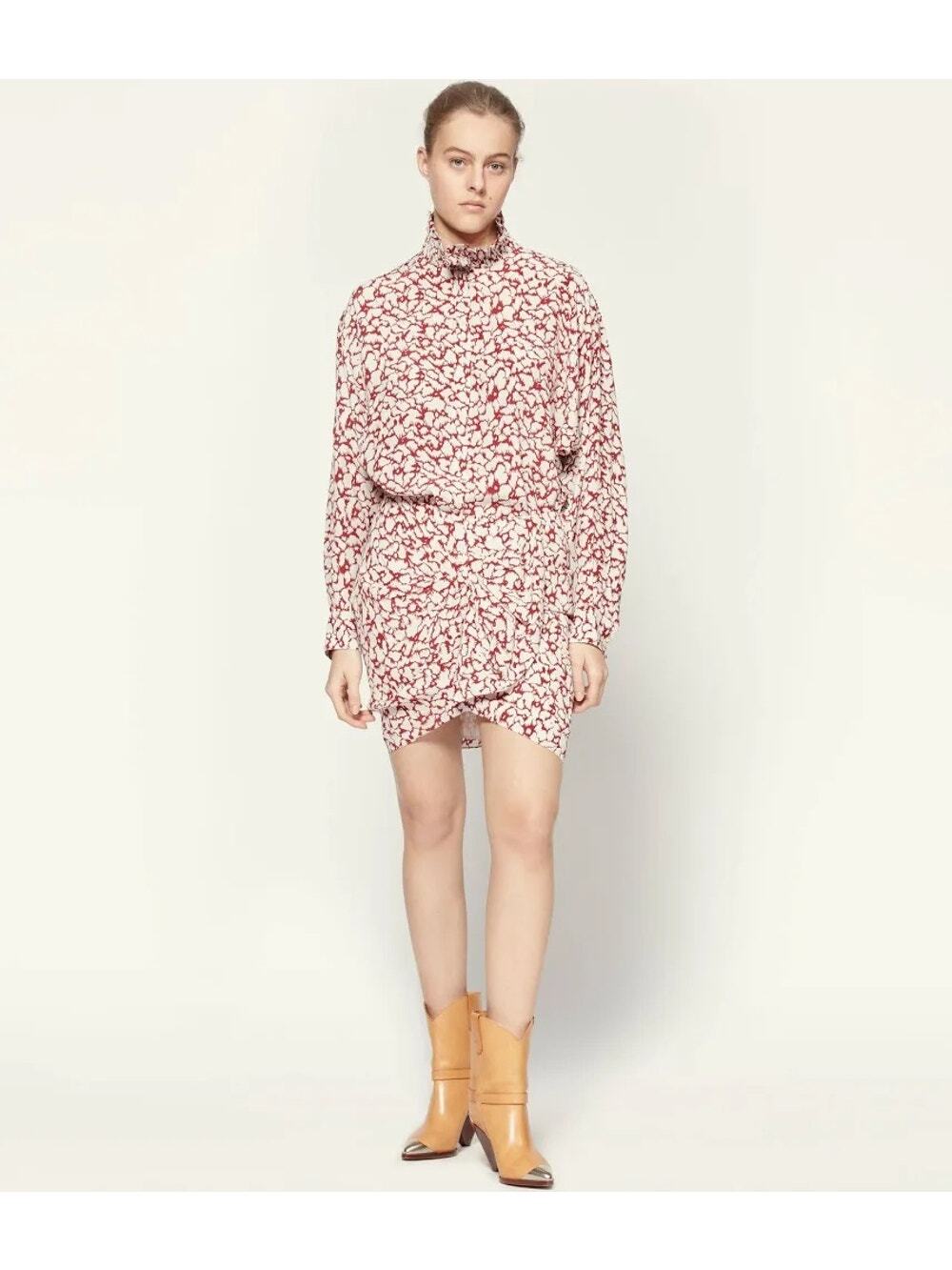 Isabel Marant Etoile Catchelae Shirt Sky Mini Skirt Printed Set Red Small
